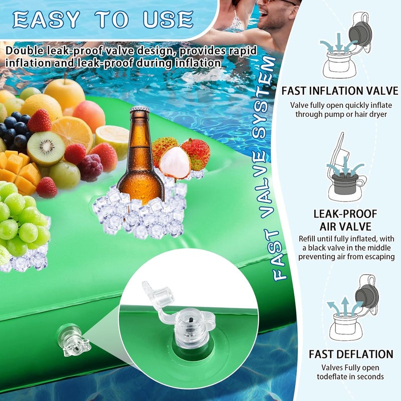 MJZ Floating Table for Pool Game, 40 x 40 in Floating Card Table for Pool with Food Drink Holders and Waterproof Playing Cards, Inflatable Floating Pool Table for Adults and Family Party (Green) - Image 5